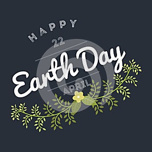 April 22 World Earth Day. logotypes set for greeting cards or banner with text and fonts lettering in retro hipster