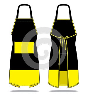 Apron Design Vector With Black/Yellow Color.