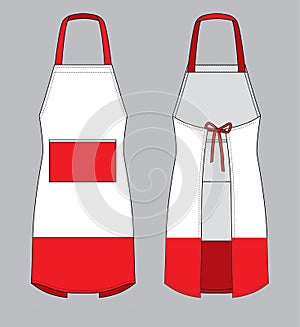 Apron Design Vector With White/Red Color.