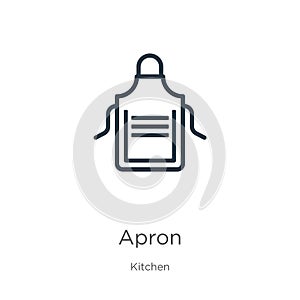 Apron icon. Thin linear apron outline icon isolated on white background from kitchen collection. Line vector apron sign, symbol