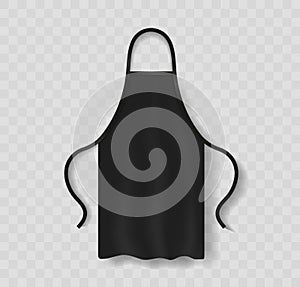 Apron mockup. Apron of uniform for kitchen and cooking. Black uniform for chef and waiter. Realistic clothes mockup for work in