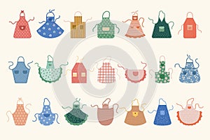 Aprons. Kitchen apron with pocket recent vector professional clothes for preparing food cooking items
