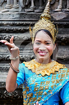 Apsara Dancers according to Khmer traditions. Angkor Wat Temple. Siem Reap Cambodia