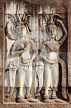 Apsaras, low relief in Angkor