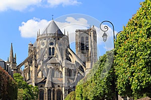 Apse of the Cathedral Saint-Etienne of Bourges in the spring