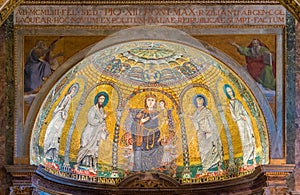 Apse with golden mosaic in the Church of Santa Francesca Romana, in Rome, Italy.