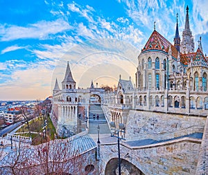 The apse of Matthias Church and Fisherman\'s Bastion, Budapest, Hungary