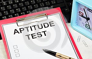 Aptitude test. The inscription in the research form.