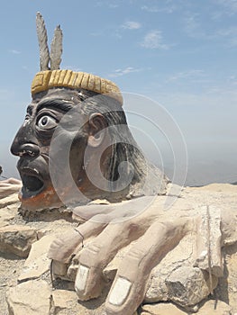 Apu Siqay Incan man native Inca indian statue Lima Peru South America