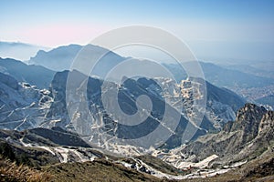 Apuan Alps and Carrara white marble quarries