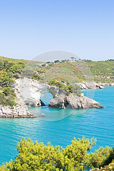 Apulia, Italy - Cliff cut-out of Grotta della Campana Piccola photo