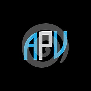 APV letter logo design on black background.APV creative initials letter logo concept.APV letter design