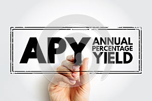 APY Annual Percentage Yield - normalized representation of an interest rate, based on a compounding period of one year, acronym