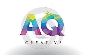 AQ A Q Colorful Letter Origami Triangles Design Vector.