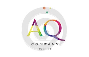 aq a q creative rainbow colors alphabet letter logo icon