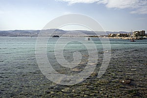 The Aqaba gulf seen from the Jordan coast photo