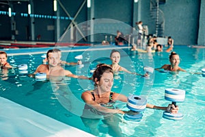 Aqua aerobics, healthy lifestyle, water sport