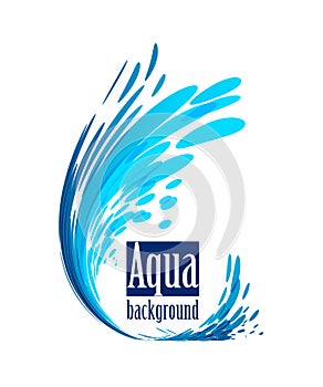 Aqua background, splash water on white