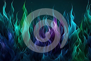 Aqua Blaze: Abstract Fire Pattern in Blue, Green, and Cyan