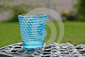 Aqua Blue Hobnail glass