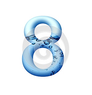 Aqua blue Water and water bubble alphabetic letter A to z 1 to10
