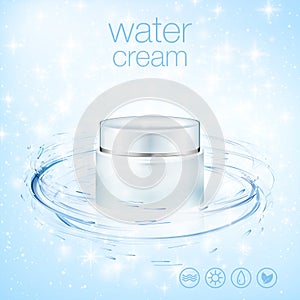 Aqua cream cosmetic product ads, hydrating facial skincare mock up template for christmas seasonal sale. Turquoise mask photo