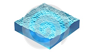 Aqua cube of ocean or sea water. 3d Illustration, isolated on white background.