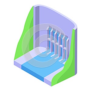 Aqua energy dam icon, isometric style