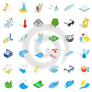 Aqua icons set, isometric style