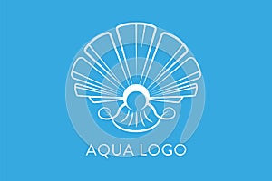 Aqua logo. Shell Logo abstract design vector template. Travel Seafood restaurant Jewelry Luxury Fashion Logotype concept