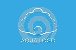 Aqua logo. Shell Logo abstract design vector template. Travel Seafood restaurant Jewelry Luxury Fashion Logotype concept