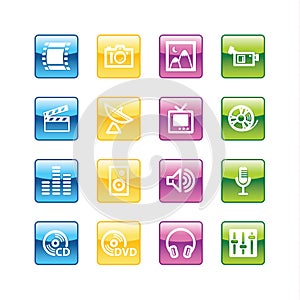 Aqua media icons