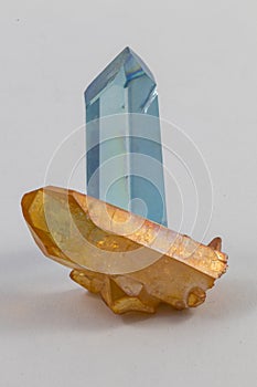 Aqua nad Tangerine Aura Terminated Crystal