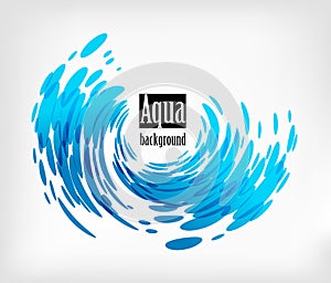 Aqua rounded background, splash water on white