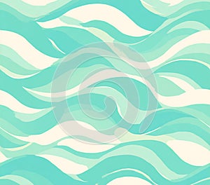 Aqua Wave Pattern Seamless Teal and Cream Background