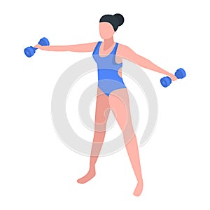 Aqua women fitness icon, isometric style