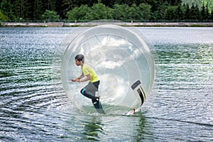 Aqua zorbing on water