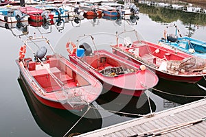 aquaculture boats on pier