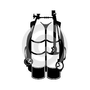 Aqualung for diving vector black template