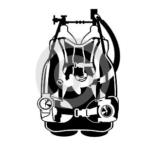 Aqualung for diving vector black template