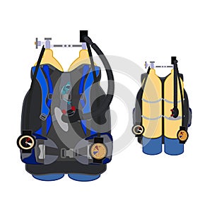 Aqualung for diving vector flat illustration