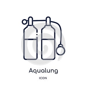 Aqualung icon from nautical outline collection. Thin line aqualung icon isolated on white background