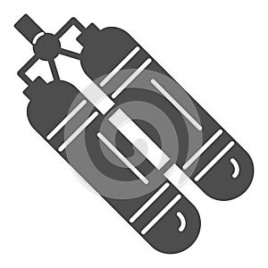 Aqualung solid icon, underwater sport concept, Oxygen tank for diver sign on white background, aqualung for scuba diving