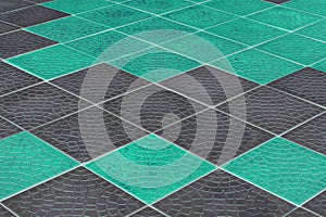 Aquamarine and Black Paving Slabs Stone Mosaic Abstract Pattern Surface Street Floor Road Texture Background Tile Stripes Lines