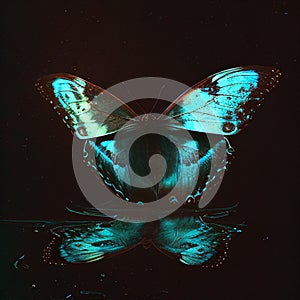 Aquamarine dream butterfly in space