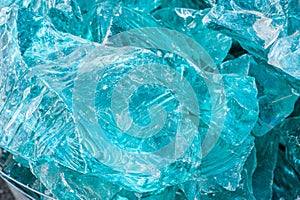 Aquamarine gemstone like glass.