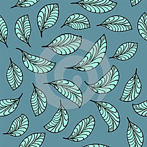 Aquamarine leaves pattern