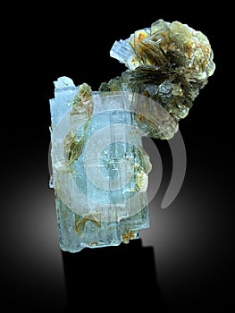 Aquamarine with muscovite mica mineral specimen from nagar Gilgit Pakistan photo