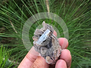 Aquamarine with muscovite mica mineral specimen from nagar Gilgit Pakistan photo