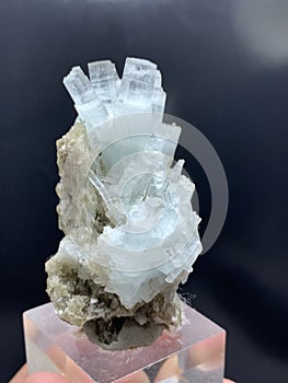 Aquamarine with muscovite mica mineral specimen from Nagar Pakistan